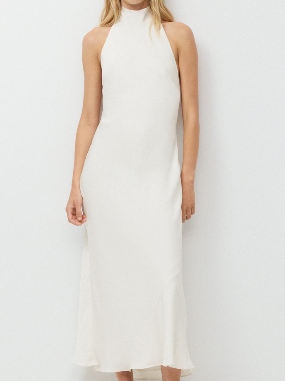 Aritzia white satin halter dress